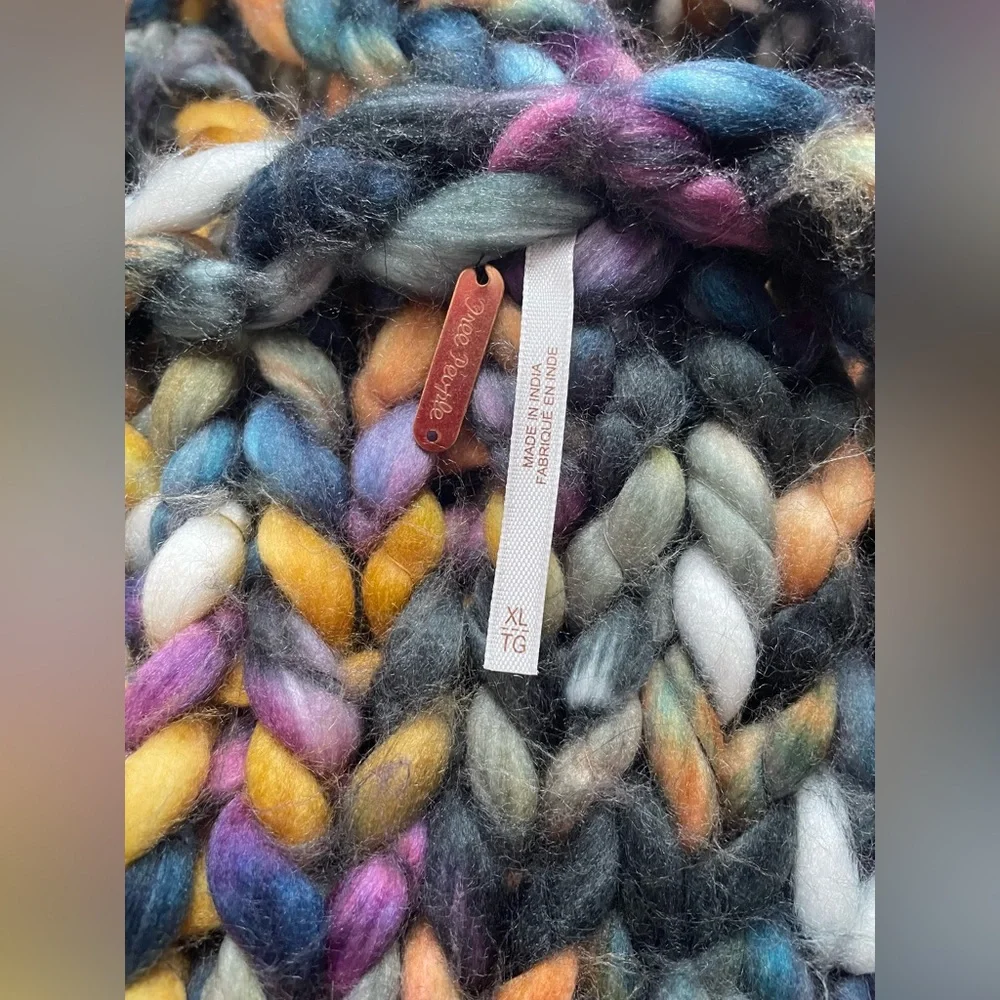 Free People Twilight Chunky Multi Colored Knit Heavyweight Vest Size XL - Picture 9 of 15